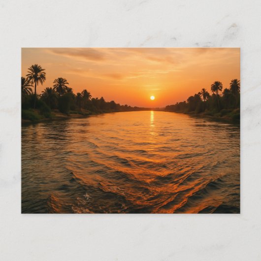 Mystischer Nil Fluss Sunset Ägyptische Postkarte (Vorderseite)
