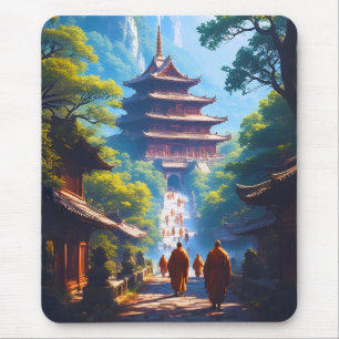 Mystischer Pagodenpfad bei Sonnenaufgang Mousepad