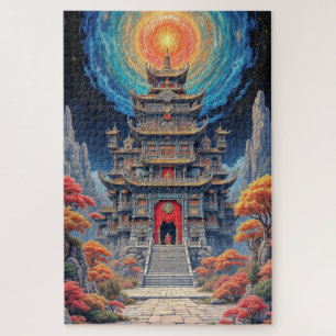 Mystischer Pagodentempel unter himmlischem Himmel Puzzle
