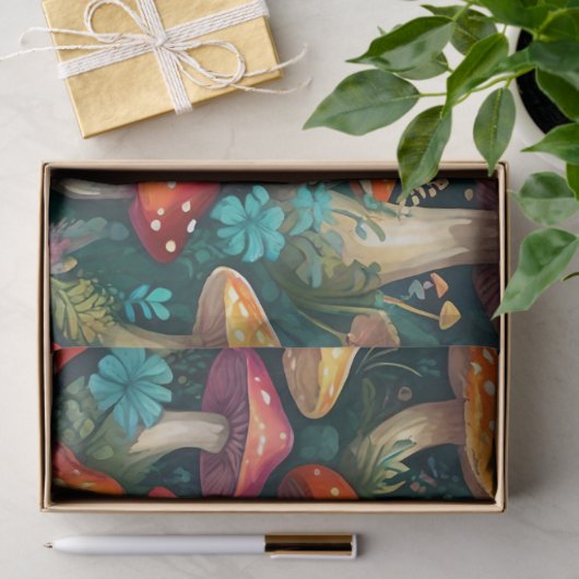 Mystischer Pilzwald Seidenpapier (Geschenk)