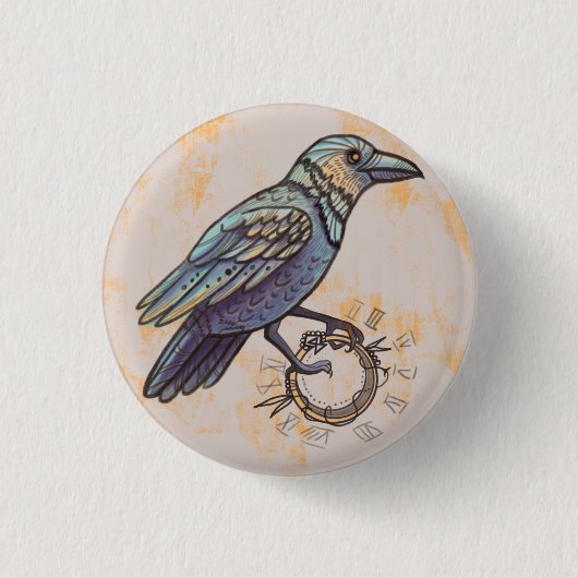 mystischer Rabe Button (Vorderseite)