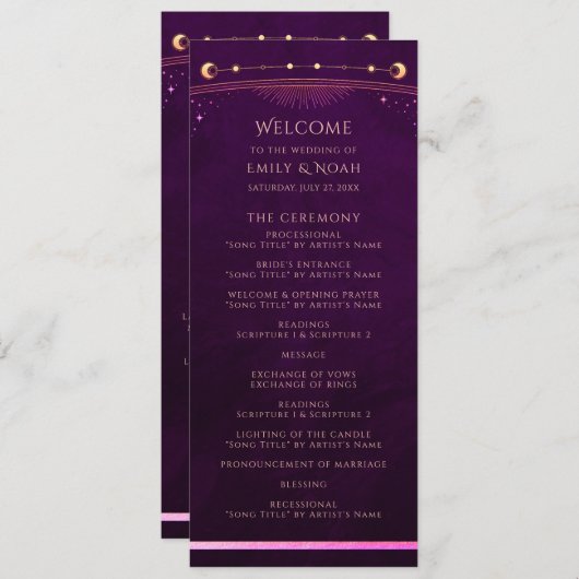 Mystischer Regenbogen Deep Plum Sun Moon Astronomi Programm (Vorne/Hinten)