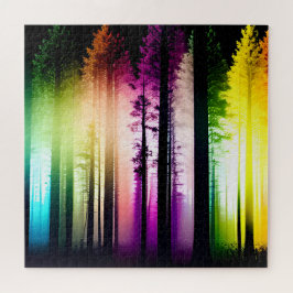 Mystischer Regenbogenfarbener Silhouette Puzzle