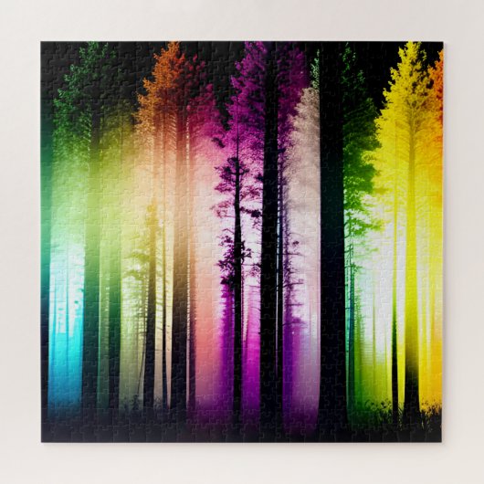 Mystischer Regenbogenfarbener Silhouette Puzzle (Horizontal)