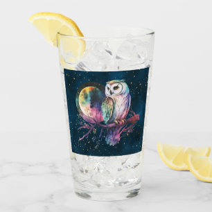 Mystischer Regenbogenkauz und Vollmond Himmelsglas Glas