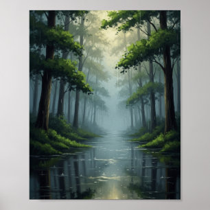 Mystischer Regenfall im Smaragdwald: Poster