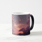 Mystischer rosa Blütenbaum Nachthimmel Kaffeetasse (VorderseiteRechts)