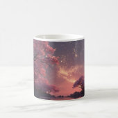 Mystischer rosa Blütenbaum Nachthimmel Kaffeetasse (Mittel)