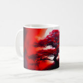 Mystischer roter Baum unter dem Vollmond Kaffeetasse (Vorderseite Links)