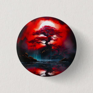 Mystischer roter Baum unter Vollmond Button