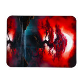 Mystischer roter Baum unter Vollmond Magnet (Horizontal)