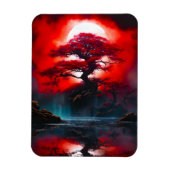 Mystischer roter Baum unter Vollmond Magnet (Vertikal)