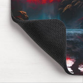 Mystischer roter Baum unter Vollmond Mousepad (Ecke)