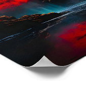 Mystischer roter Baum unter Vollmond Poster (Ecke)