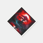 Mystischer roter Baum unter Vollmond Serviette (Ecke)