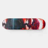 Mystischer roter Baum unter Vollmond Skateboard (Horizontal)