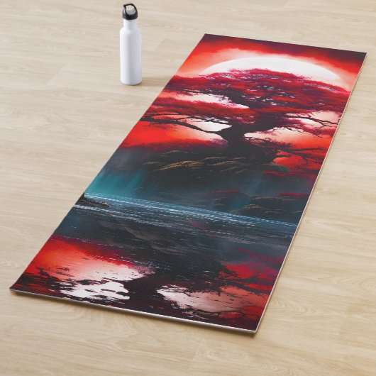 Mystischer roter Baum unter Vollmond Yogamatte (Beispiel)