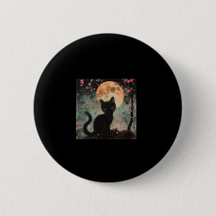 Mystischer Roter Mond mit Schwarzer Katze und Saku Button