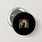 Mystischer Roter Mond mit Schwarzer Katze und Saku Button (Vorne & Hinten)