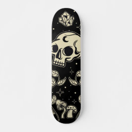 Mystischer Schädel und Pilz Skateboard