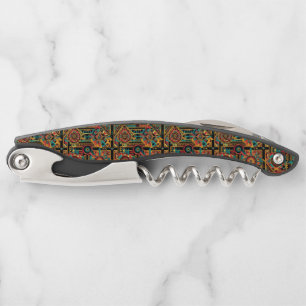 Mystischer schwarzer "Aztec Dream" gravierte Korke Kellnermesser