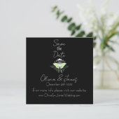 Mystischer schwarzer Boho-Luna-Mondphasen Save The Date (Stehend Vorderseite)