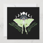 Mystischer schwarzer Boho-Luna-Mondphasen Save The Date (Rückseite)