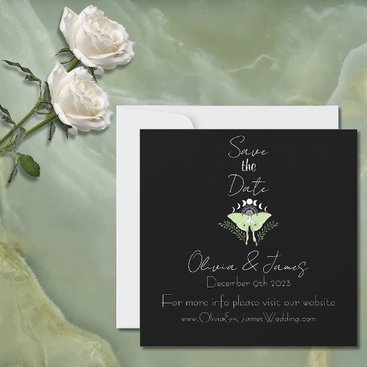 Mystischer schwarzer Boho-Luna-Mondphasen Save The Date