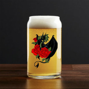 Mystischer schwarzer Drache rote Rosen Lavendel Go Dosenglas