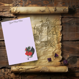 Mystischer schwarzer Drache rote Rosen Lavendel Go Post-it Klebezettel