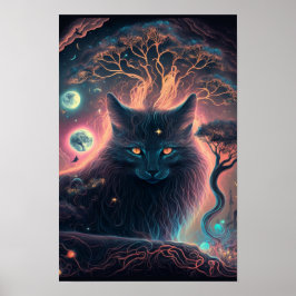 Mystischer schwarzer Katzenposter | Hexenkunst 1 Poster