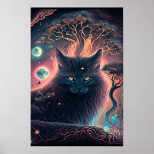 Mystischer schwarzer Katzenposter Hexenkunst 1 Poster