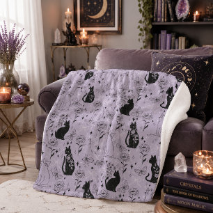 Mystischer schwarzer Katzenschmetterlingsmuster    Sherpadecke
