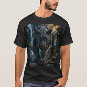 Mystischer Schwarzer Panther – 3D-Mikromosaik T-Shirt