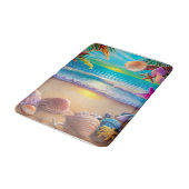 Mystischer Sonnenuntergang mit tropischer Blume Badematte (Schrägansicht)