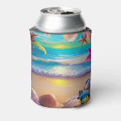 Mystischer Sonnenuntergang mit tropischer Blume Dosenkühler (Kanne Rückseite)