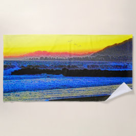 Mystischer Sonnenuntergang Strandtuch
