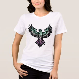 "Mystischer Stammesfalken mit Waldmustern" farbenf Tri-Blend Shirt