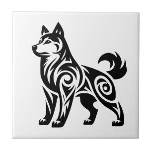 Mystischer starker Stammes-Husky-Hund Fliese
