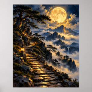 Mystischer Steinpfad Bergmond Poster