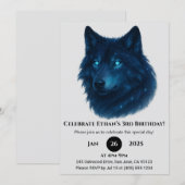 Mystischer Sternwolf-Geburtstag Einladung (Vorne/Hinten)