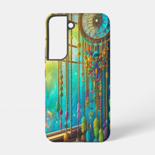 Mystischer Traumfänger im Fenster Lila Grün Samsung Galaxy Hülle