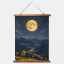 Mystischer Vollmond-Bergtal-Holzabschluss
