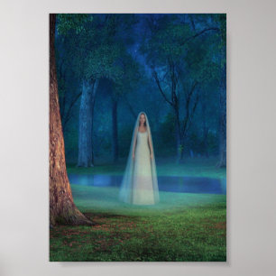 Mystischer Wald bei Nacht – Fantasy-Kunst Poster