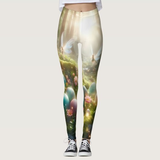 Mystischer Wald Fee Magischer Frühling Eier Leggings (Vorderseite)