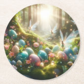 Mystischer Wald Fee Magischer Frühlings Eier Runder Pappuntersetzer (Vorderseite)