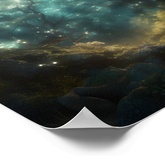 Mystischer Wald, gefüllt mit mächtigen Bäumen Poster (Ecke)