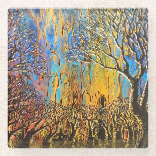 Mystischer Wald Glasuntersetzer (Vorderseite)