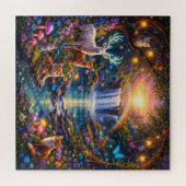 Mystischer Wald Wasserfall Puzzle (Horizontal)