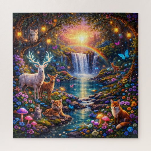 Mystischer Wald Wasserfall Puzzle (Vertikal)